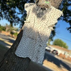 Almost Famous White Polka Dot Blouse